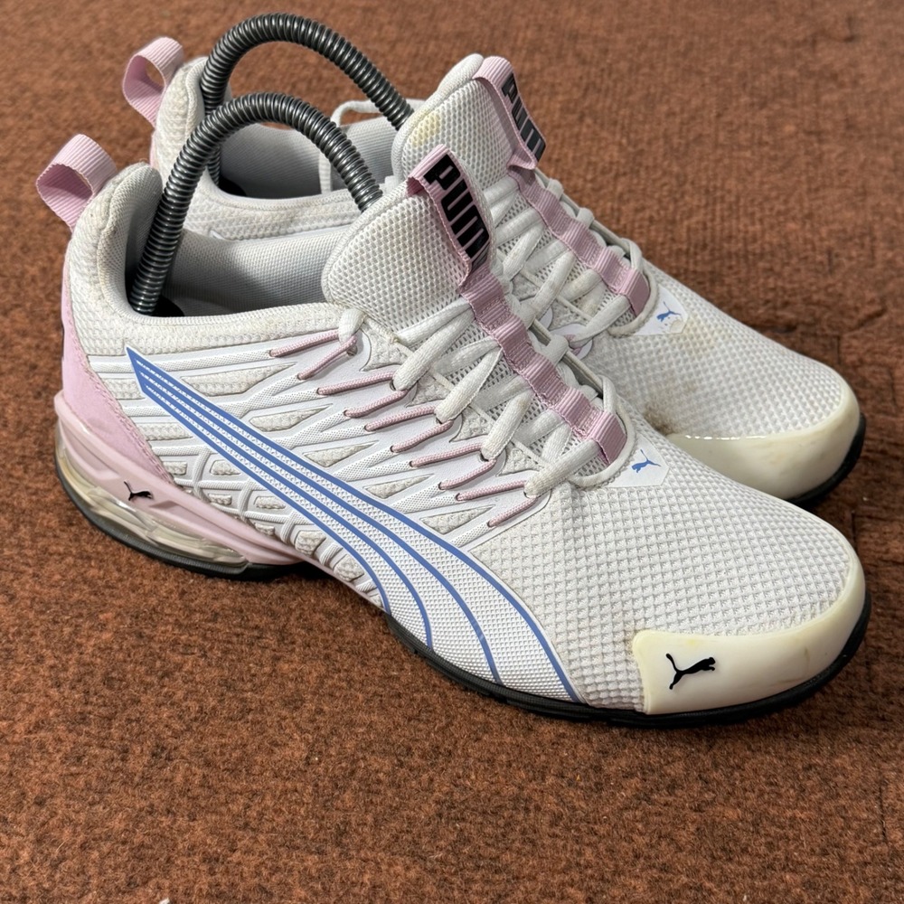 B- Puma Cell Vive Clean Womens Running Shoes White Pink Blue 309720-06 Size 8